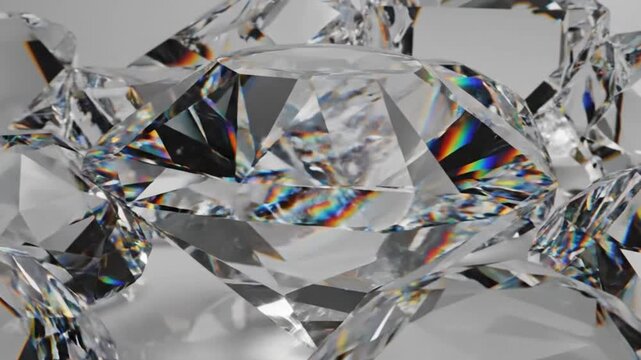 Clear Cut Diamond Gemstone Background with Colorful Light Dispersion, Prism Effect, and Sparkling Facets - 3D Rendering