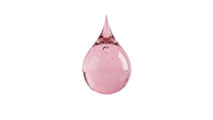 Transparent Serum oil round shape drop on pink background 3d rendering cosmetic facial gel with collagen, niacinamide, hyaluronic acids ingredients