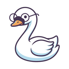 Cartoon Swan with Glasses Vector Illustration