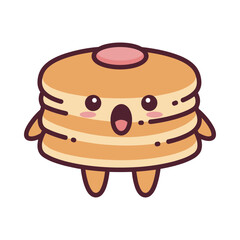 Adorable Cartoon Pancake Character Illustration
