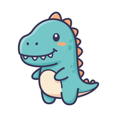 Cute Cartoon Dinosaur Illustration for Kids