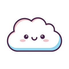 Cute Cartoon Cloud Illustration with Smiling Face