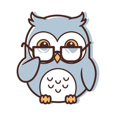 Adorable Owl Cartoon Character with Glasses
