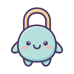 Cute Cartoon Character with Padlock on Head