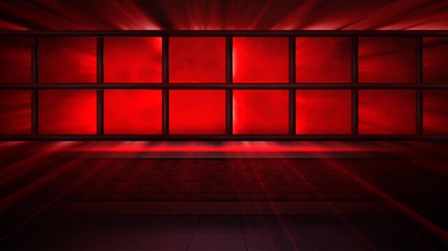empty room with red wall and wooden floor