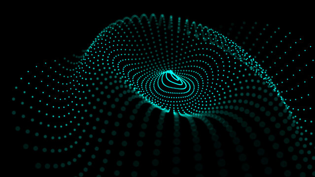 Digital waveform in the form of a jellyfish. 3D data transfer. Illustration.