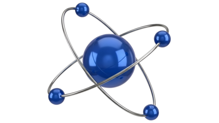 Blue Atom Model with Orbiting Electrons atomic model