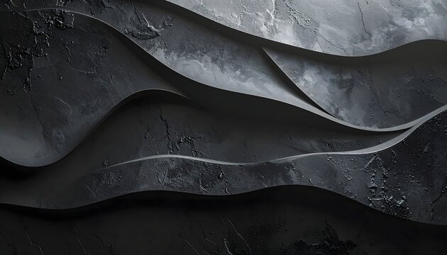 Abstract dark wavy textured background with layered stone effect - Powered by Adobe