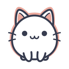 Adorable Cartoon Cat Face Vector Illustration