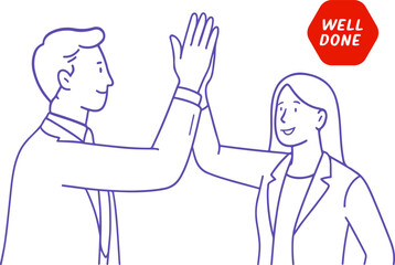 Business Success Teamwork High Five Illustration