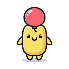 Obraz premium Adorable Cartoon Character with Red Balloon Illustration