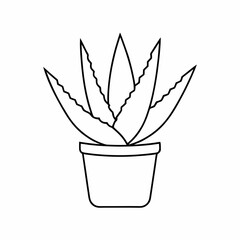 Aloe Vera Potted Plant Vector Illustration