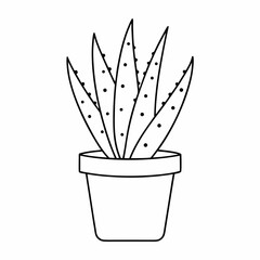 Aloe Vera Potted Plant Vector Illustration