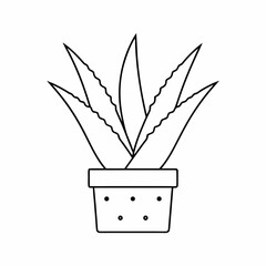 Aloe Vera Potted Plant Vector Illustration