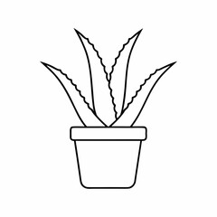 Aloe Vera Potted Plant Vector Illustration