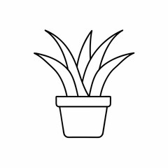 Aloe Vera Potted Plant Vector Illustration