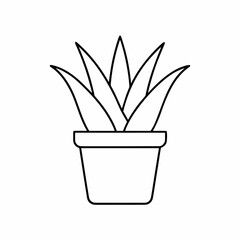 Aloe Vera Potted Plant Vector Illustration