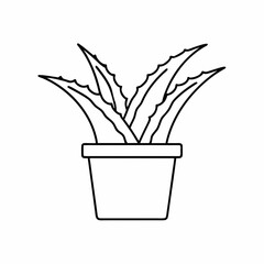 Aloe Vera Potted Plant Vector Illustration