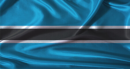 National flag of Botswana with cloth texture. Botswana flag with realistic texture background