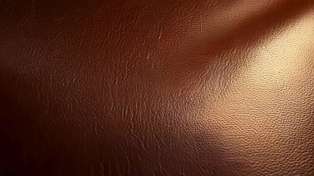 Luxury brown leather texture with detailed grain and soft lighting moving across the surface.