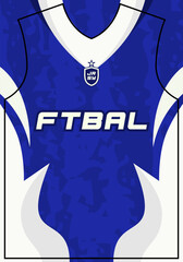 Blue white football jersey mockup with bold contrast design