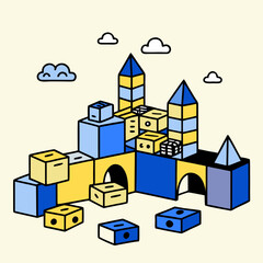 Obraz premium Colorful block castle