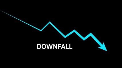 Business downfall concept on the transparent background. Motion graphics of budget management and cost management concept. loss  of business. 