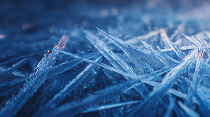 Sharp Crystalline Ice Shards in Deep Blue Moody Winter Lighting
