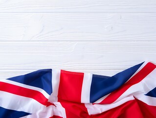 United Kingdom flag on white wood background national symbol
