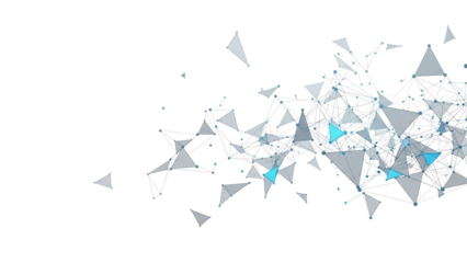 Minimal geometric network of triangles and dots on white background, elegant tech backdrop for presentations, medical research, global communication themes Plexus 3d rendering