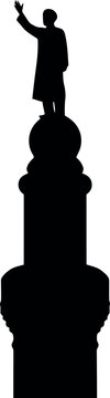 Islamic Ramadan Minaret Silhouette with Muezzin Calling for Prayer &ndash; Black Vector Illustration