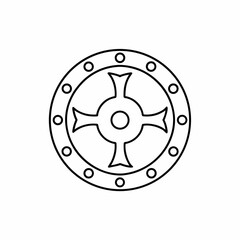 Ancient Shield Vector Outline Design