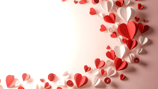 Love concept with heart-shaped paper cutouts