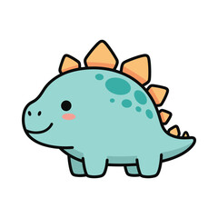 Cute Cartoon Stegosaurus Dinosaur Illustration © JubayedStock