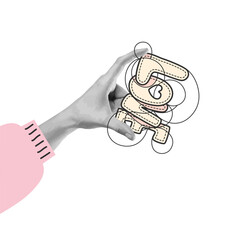 LOVE Lettering with Hands &ndash; Modern Abstract Valentine Illustration