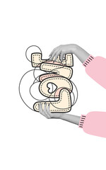 LOVE Lettering with Hands &ndash; Modern Abstract Valentine Illustration