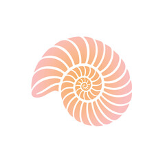 Stylized nautilus shell illustration with smooth spiral structure and soft warm gradient. Elegant marine symbol for posters, branding, and nature-inspired design.