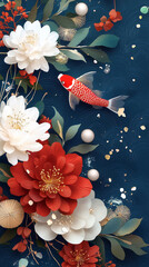 Happy New Year Greeting Card with Adorable Characters and Festive Elements.