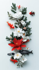 Happy New Year Greeting Card with Adorable Characters and Festive Elements.