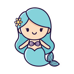Cute Cartoon Mermaid Illustration