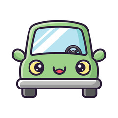 Green Cartoon Car Illustration