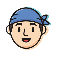 Cartoon Character Face with Blue Headband Illustration