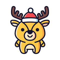 Adorable Christmas Reindeer Cartoon Character