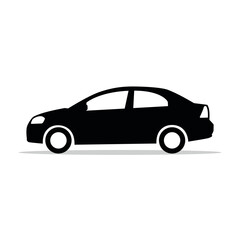 Fototapeta premium Black car silhouette icon. Side View. Vector illustration