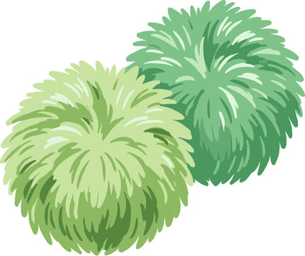 Flat Color Illustration Two Green Pom Poms Sports Cheerleading