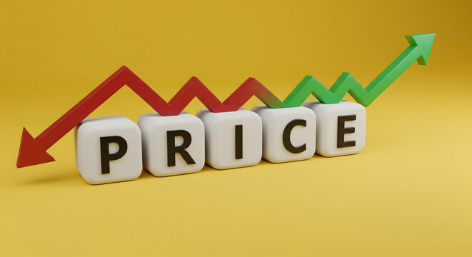 Market Price Trend Analysis with Rising and Falling Graph Arrows