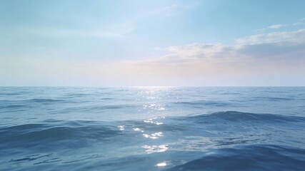 Obraz premium Calm Ocean Surface with Soft Sunlight Reflection, Peaceful Seascape Background