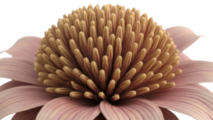 Echinacea flower center detail isolated on transparent background