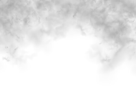 Dense black smoke curls and soft white clouds on a white background. Realistic smoke, fog, and cloud textures in 3D vector illustration style. Cutout smoke and cloud PNG file.