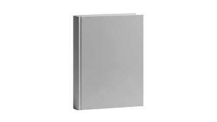 Blank Gray Book Cover Isolated on Transparent Background